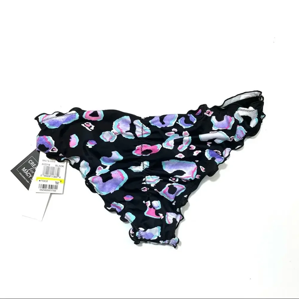 Salt+Cove Leopard Multi ruffles bikini swim bottom